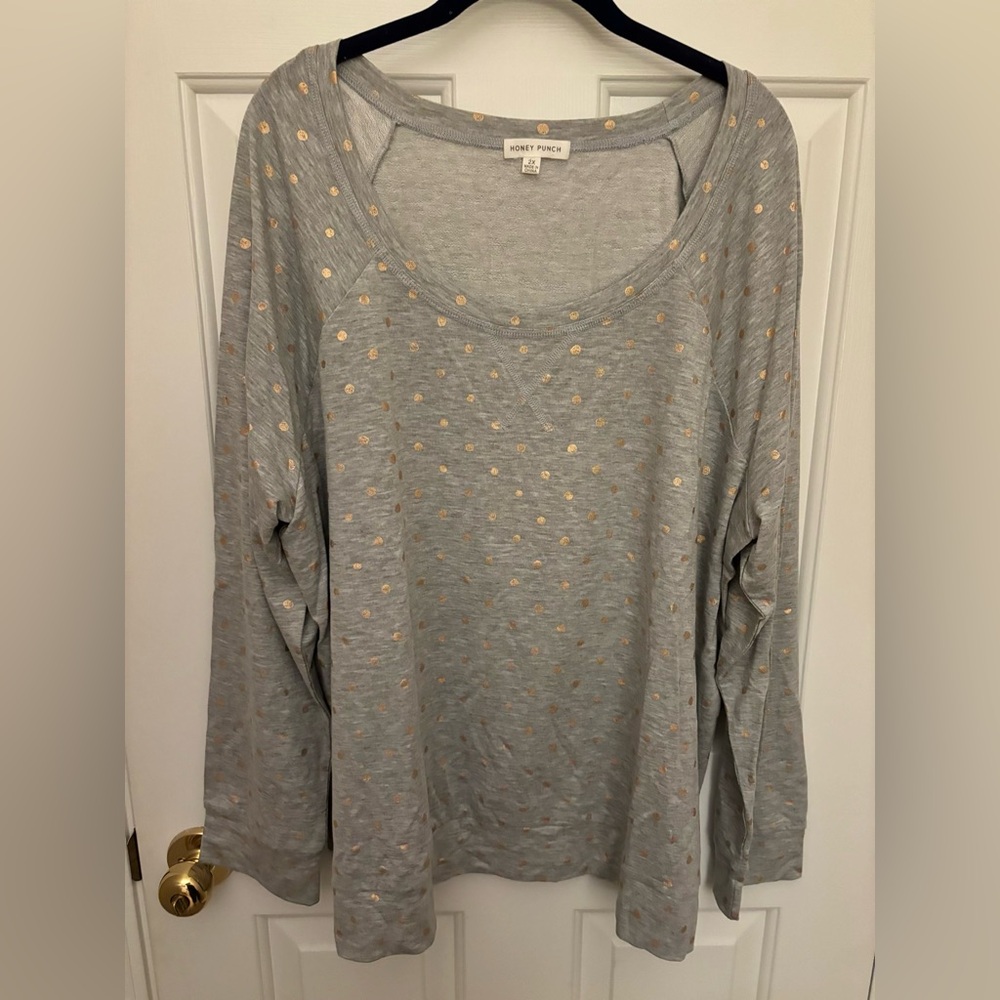 Honey Punch Marvelle Metallic Dot Knit Top 2X